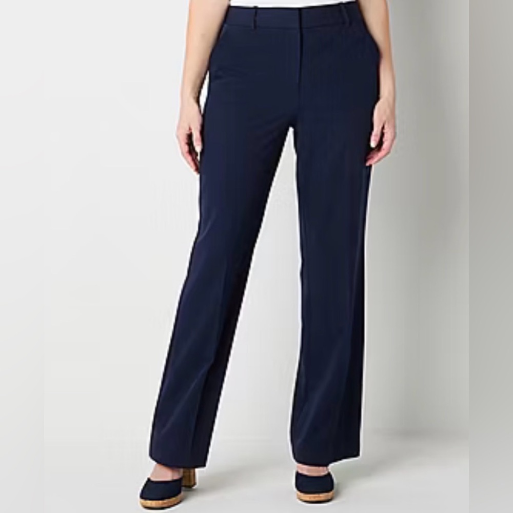Women's Navy Straight-Leg Dress Pants